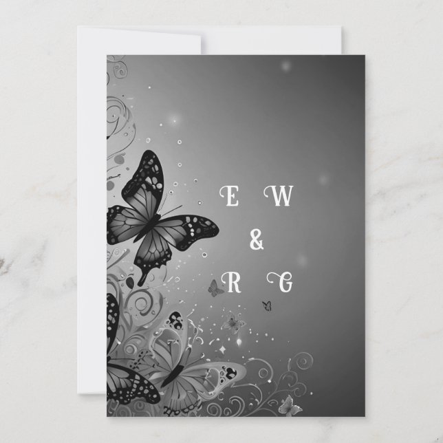Whimsical Butterfly Garden Wedding Einladung (Rückseite)