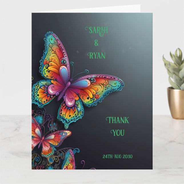 Whimsical Butterfly Romance Hochzeit Einladung (Kleine Pflanze)