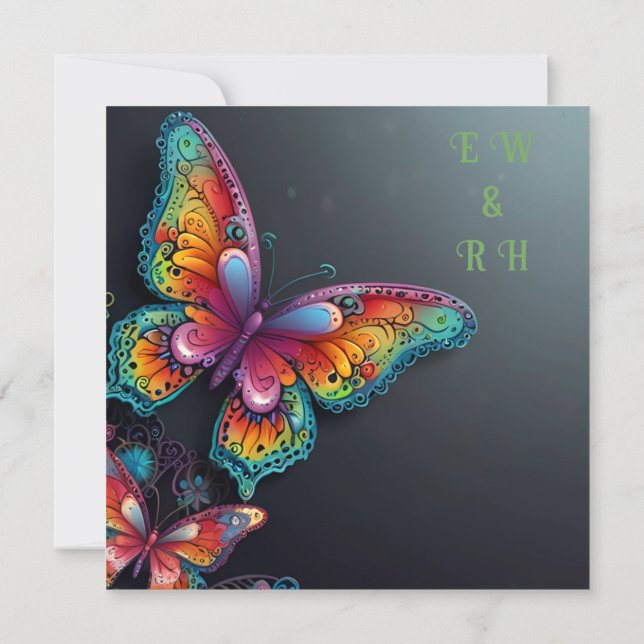 Whimsical Butterfly Romance Hochzeit Einladung (Rückseite)