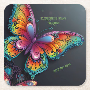 Whimsical Butterfly Romance Hochzeit Einladung Rechteckiger Pappuntersetzer