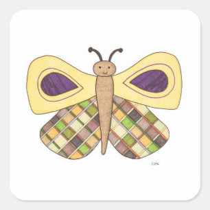 Whimsical Butterfly Sticker-Erin Brie Art Square S Quadratischer Aufkleber