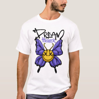 Whimsical Butterfly With Smile Streetwear Mode T-Shirt