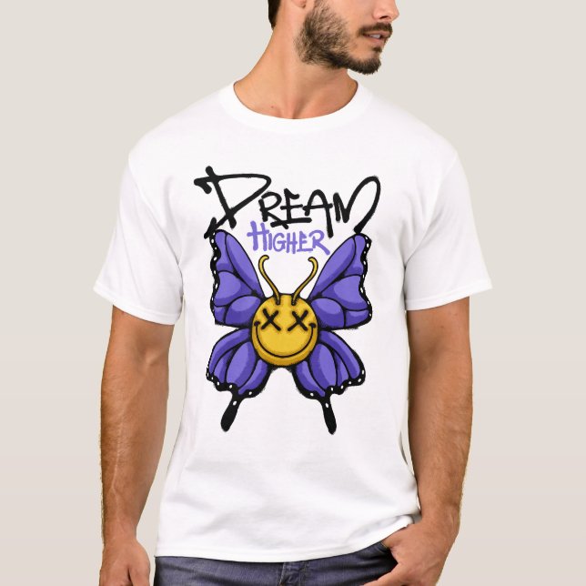 Whimsical Butterfly With Smile Streetwear T-Shirt (Vorderseite)