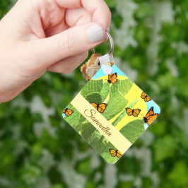 Whimsical Cactus And Butterflies Schlüsselanhänger