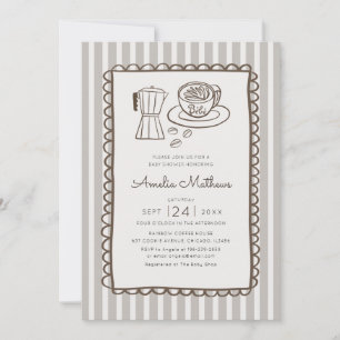 Whimsical Cafe Bebe Streifen-Baby-Party Einladung