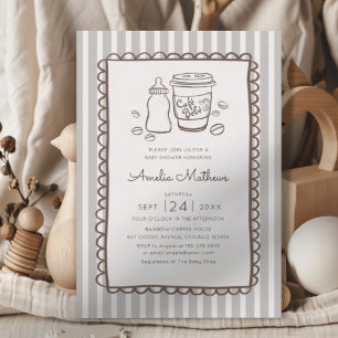 Whimsical Cafe Bebe Streifen-Baby-Party Einladung