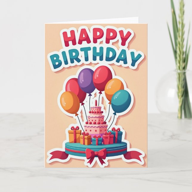 Whimsical Cake Geburtstagskarte Karte (Vorderseite)