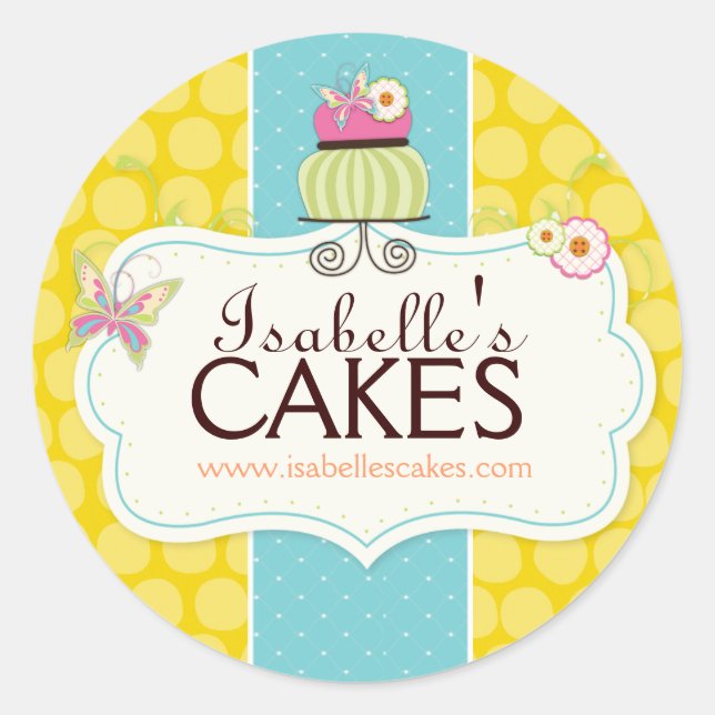 Whimsical Cake Labels Runder Aufkleber (Vorderseite)