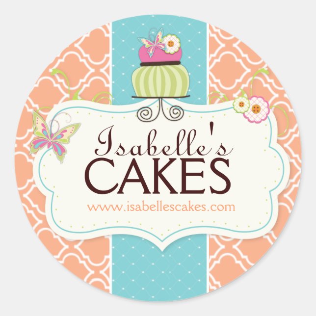 Whimsical Cake Labels Runder Aufkleber (Vorderseite)