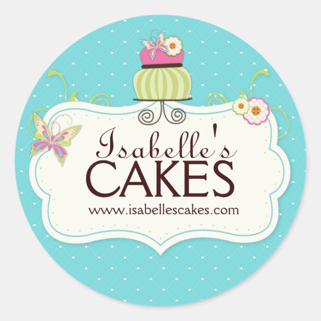 Whimsical Cake Labels Runder Aufkleber (Vorderseite)