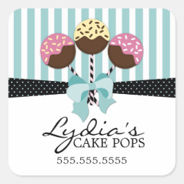 Whimsical Cake Pops Bäckerei Box Siegel Quadratischer Aufkleber