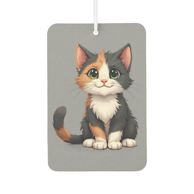 Whimsical Calico Kitten mit Cattitude Autolufterfrischer (Vorderseite)