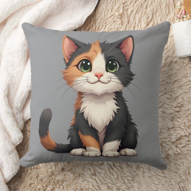 Whimsical Calico Kitten mit Cattitude Kissen (Decke)