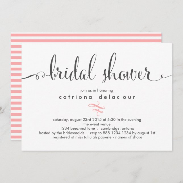 Whimsical Calligraphy Bridal Dusche Einladung (Vorne/Hinten)