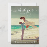 Whimsical Calligraphy Foto Wedding Danke Karte