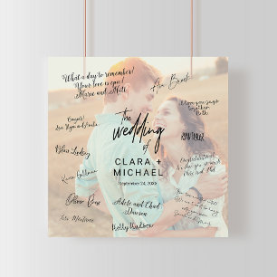 Whimsical Calligraphy Foto Wedding Guest Signing Poster