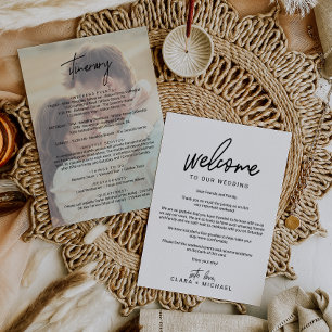 Whimsical Calligraphy Foto Wedding Willkommensbrie Programm