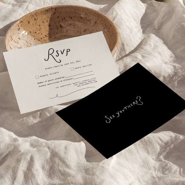 Whimsical Calligraphy Wedding RSVP Card Minimalist (Whimsical Calligraphy Wedding RSVP Card Minimalist)