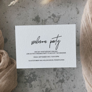 Whimsical Calligraphy Wedding Welcome Party Begleitkarte