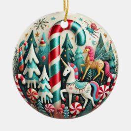 Whimsical Candy Cane Forest Christmas Ornament - P