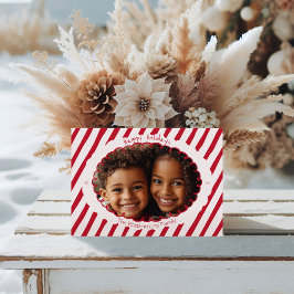 Whimsical Candy Cane Stripe Holiday Photo Card Feiertagskarte