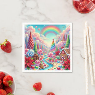 Whimsical Candy Dreamscape & Poinsettia Dekoupage Serviette