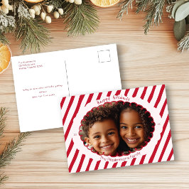 Whimsical Candy Stripe Holiday Foto Card Feiertagspostkarte