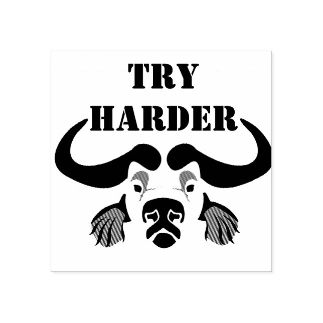 Whimsical Cape Buffalo, in schwarzer Tinte Gummistempel (Prägung)