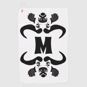 Whimsical Cape Buffalo, schwarz Tinte Golfhandtuch