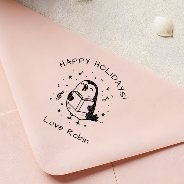 Whimsical Carol Singing Robin Frohe Weihnachten Permastempel (Von Creator hochgeladen)