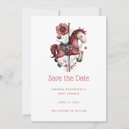 Whimsical Carousel Horse Image Baby Shower Save The Date