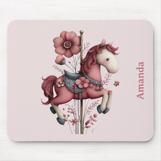Whimsical Carousel Horse Image Mousepad (Vorne)