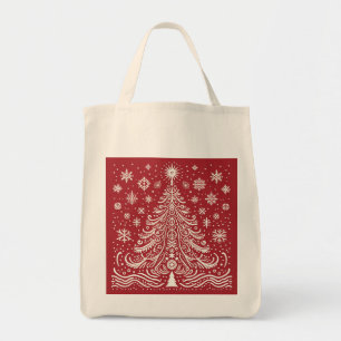 Whimsical Carryall: Folk Art Weihnachtsbaum Tasche