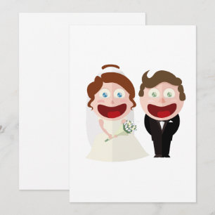 Whimsical Cartoon Braut und Bräutigam Hochzeit Einladung