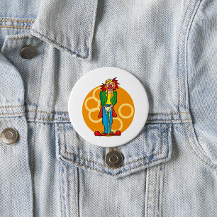 Whimsical Cartoon Clown mit hellen Farben Button