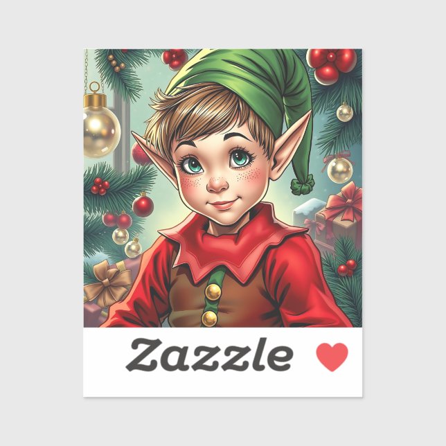 Whimsical Cartoon Elf | Christmas Aufkleber (Blatt)