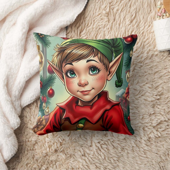 Whimsical Cartoon Elf | Christmas Kissen (Decke)