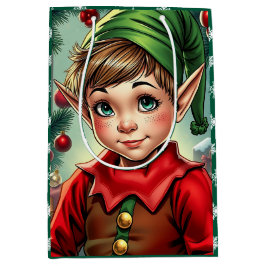 Whimsical Cartoon Elf | Christmas Mittlere Geschenktüte