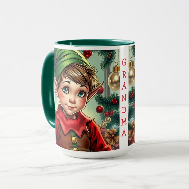 Whimsical Cartoon Elf | Christmas Personalized Tasse (Vorderseite Links)