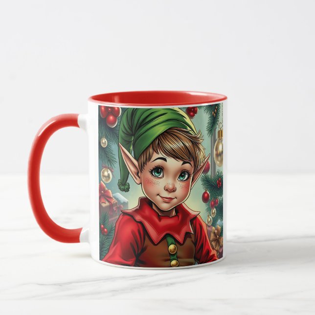 Whimsical Cartoon Elf | Christmas Personalized Tasse (Links)