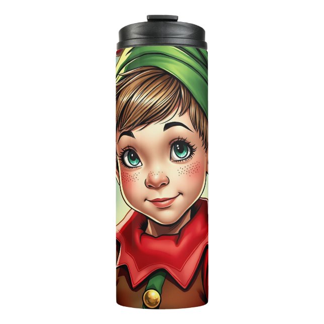 Whimsical Cartoon Elf | Christmas   Thermosbecher (Vorderseite)