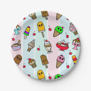 Whimsical Cartoon Ice Cream Girl's Birthday Party Pappteller