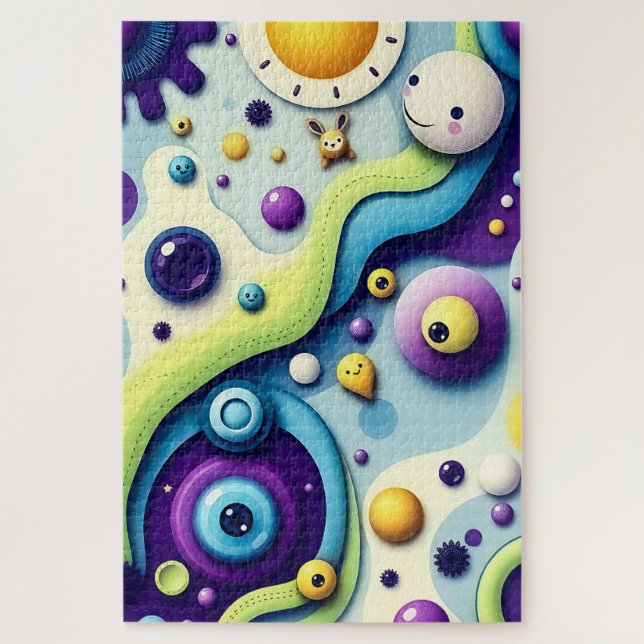 Whimsical Cartoon World - Farbenfrohe Abstrakte Fr Puzzle (Vertikal)
