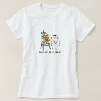 Whimsical Cat Artist Minimalistisch Doodle Style T-Shirt