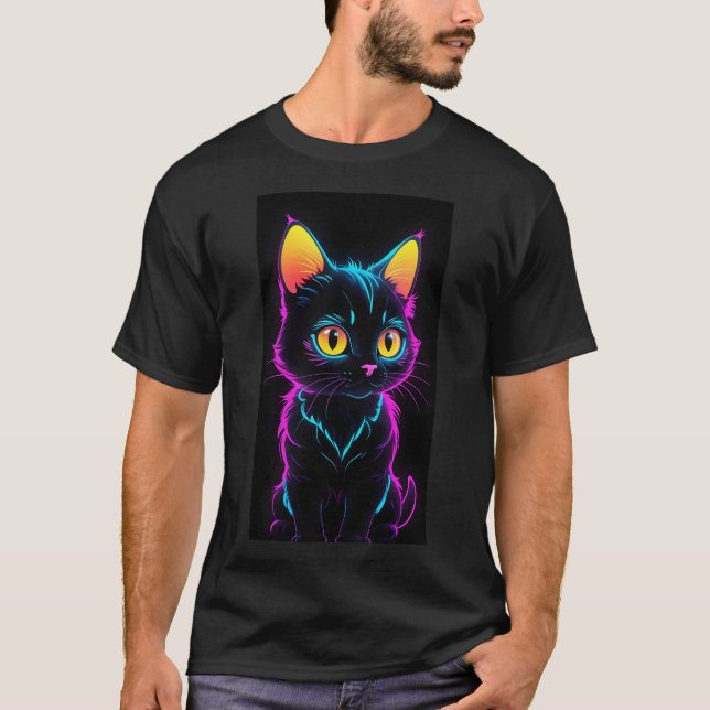 Whimsical Cat Dream CollBasic Dark T - Shirt (Vorderseite)