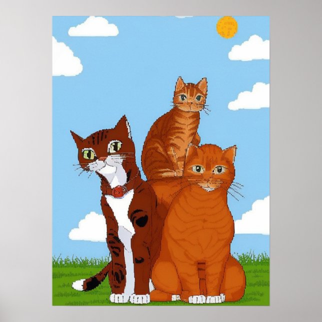 Whimsical Cat Family Poster - druckbare Wall Art (Vorne)