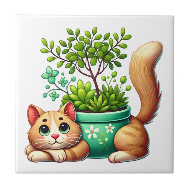 Whimsical Cat  Fliese (Vorderseite)