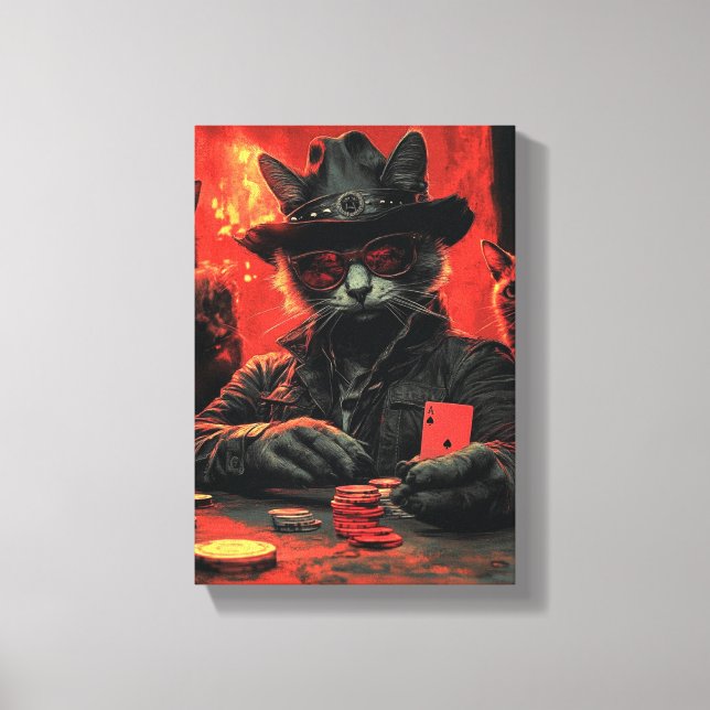 Whimsical Cat Gambler - Spielerisches Kunstwerk de Leinwanddruck (Vorderseite)