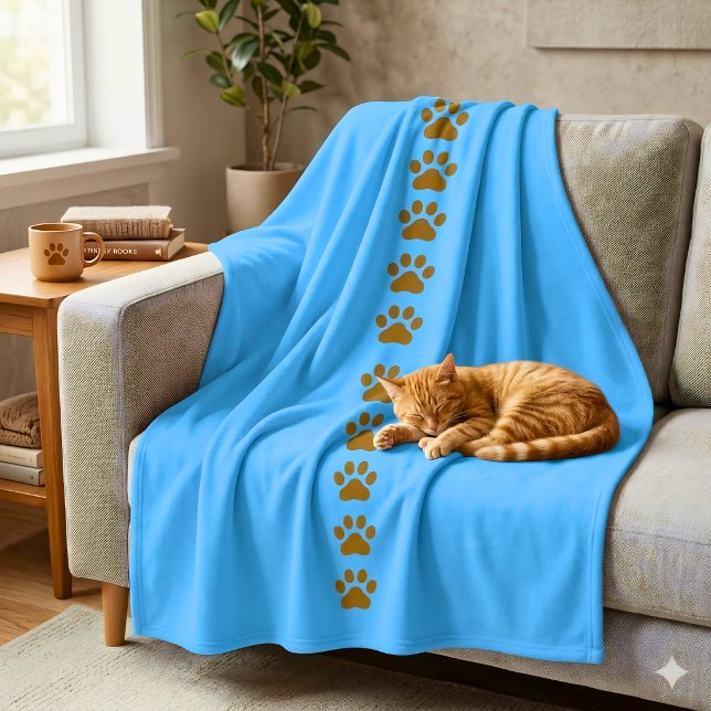 Whimsical Cat Lover Blau  Fleecedecke (Von Creator hochgeladen)
