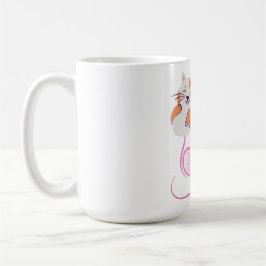 Whimsical Cat Mom Pink Hearts & Wildflower Floral  Kaffeetasse